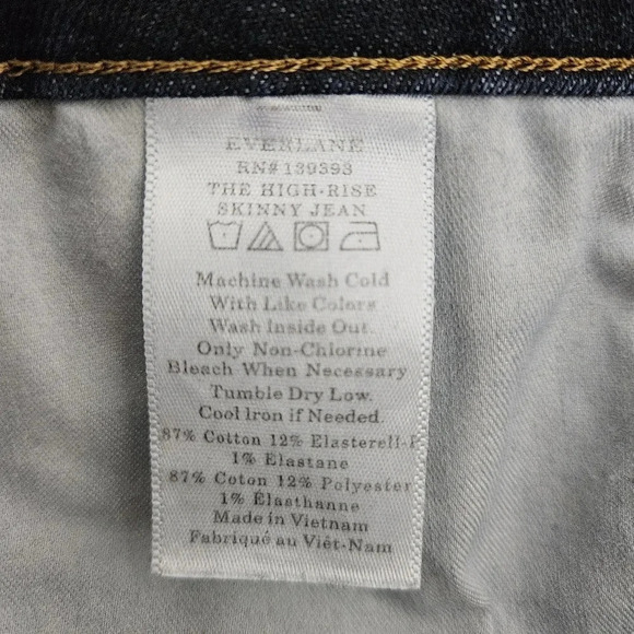 Everlane The High Rise Skinny Ankle Jeans Dark Wash Slim Denim - Picture 5 of 5